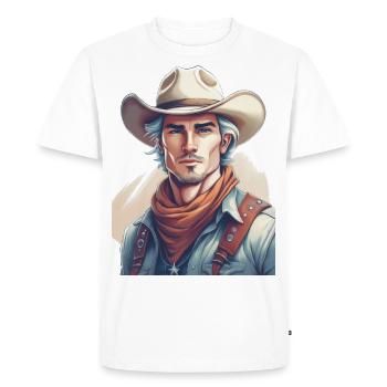 Cow-boy - T-shirt Premium bio Homme - blanc - Devant - Nico (187cm)