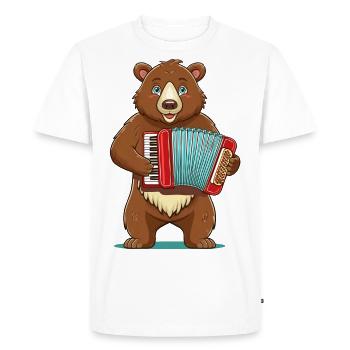Un ours jouant de l’accordéon - T-shirt Premium bio Homme - blanc - Devant - Nico (187cm)
