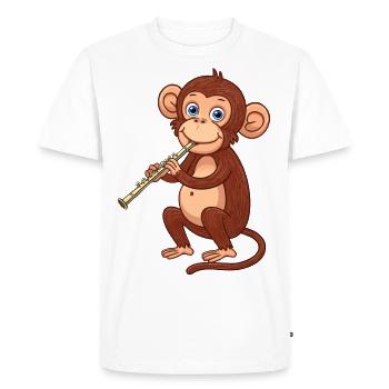 Un singe jouant de la flûte traversière - T-shirt Premium bio Homme - blanc - Devant - Nico (187cm)