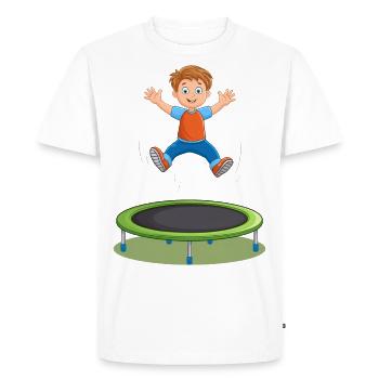 Un trampoline de saut d’enfant joyeux - T-shirt Premium bio Homme - blanc - Devant - Nico (187cm)