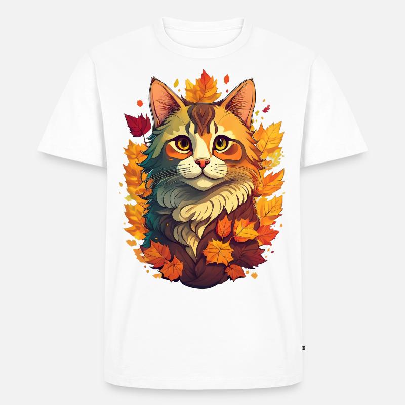 Katze im Herbst - Männer Premium Bio T-Shirt - Weiß