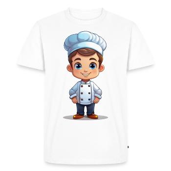 Cuisinier ou boulanger dans le style d’un dessin animé - T-shirt Premium bio Homme - blanc - Devant - Nico (187cm)