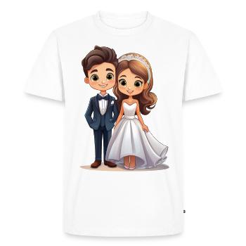 Bride and groom before the wedding - Men's Premium Organic T-Shirt - white - Front - Nico (187cm)