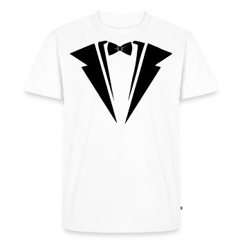 unggesellenabschied Gruppenoutfit Anzug Fliege JGA - Männer Premium Bio T-Shirt - Weiß - Vorne - Nico (187cm)