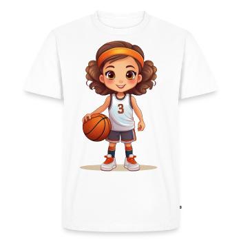 Joueur de basket-ball avec un ballon de basket à la main - T-shirt Premium bio Homme - blanc - Devant - Nico (187cm)