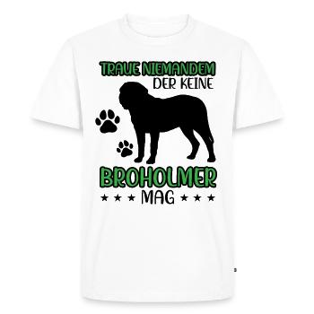 Broholmer trusts no one Broholmer - Men's Premium Organic T-Shirt - white - Front - Nico (187cm)