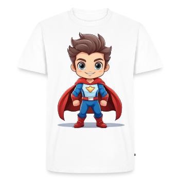 Superhero - Men's Premium Organic T-Shirt - white - Front - Nico (187cm)