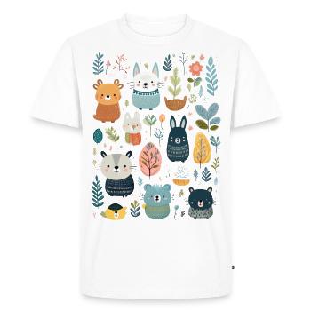 Scandinavian Animals and Plants – Cute Illu - Men's Premium Organic T-Shirt - white - Front - Nico (187cm)