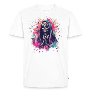 Squelette religieux aux couleurs vives - T-shirt Premium bio Homme - blanc - Devant - Nico (187cm)