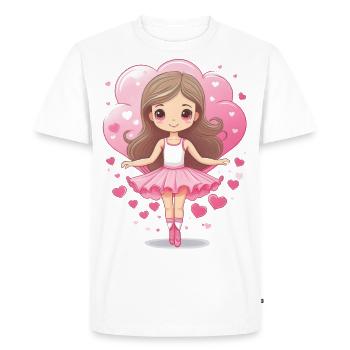Danseuse aux cheveux longs et robe rose - T-shirt Premium bio Homme - blanc - Devant - Nico (187cm)