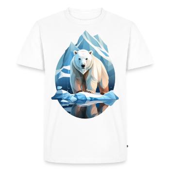 Polar bear between and snow – climate change - Men's Premium Organic T-Shirt - white - Front - Nico (187cm)