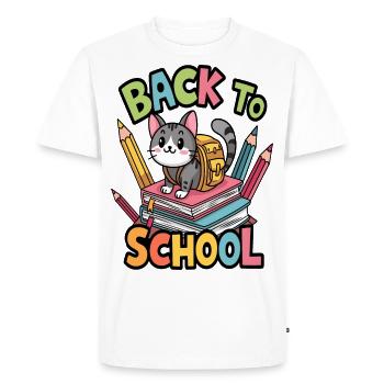 Un chat adorable prêt pour la rentrée scolaire - T-shirt Premium bio Homme - blanc - Devant - Nico (187cm)