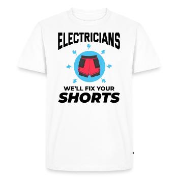 Électricien Humour Technicien électricien Ingénieur - T-shirt Premium bio Homme - blanc - Devant - Nico (187cm)