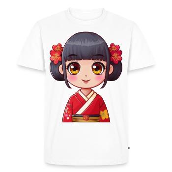 Jolie fille japonaise - T-shirt Premium bio Homme - blanc - Devant - Nico (187cm)