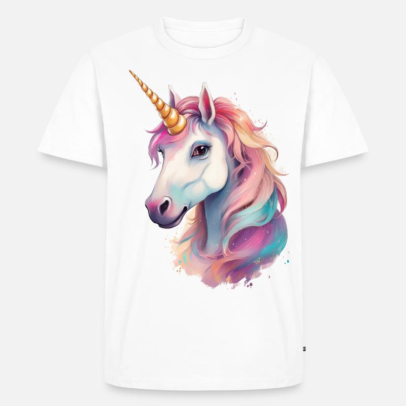 Gemaltes Einhorn - Männer Premium Bio T-Shirt - Weiß