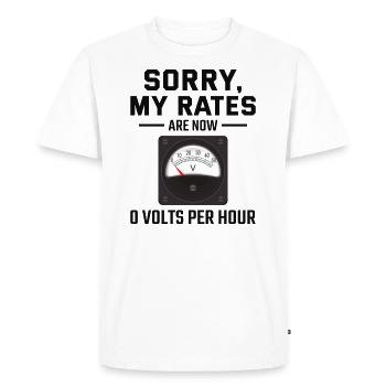 Retired Electrician: 0 Volts Per Hour - Men's Premium Organic T-Shirt - white - Front - Nico (187cm)