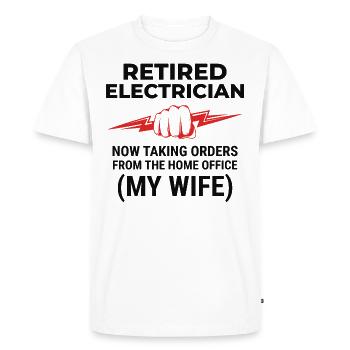 Retired Electrician: Home Office - Men's Premium Organic T-Shirt - white - Front - Nico (187cm)