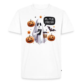 Partenaire d’Halloween Look OMG Je suis comme littéralement mort - T-shirt Premium bio Homme - blanc - Devant - Nico (187cm)