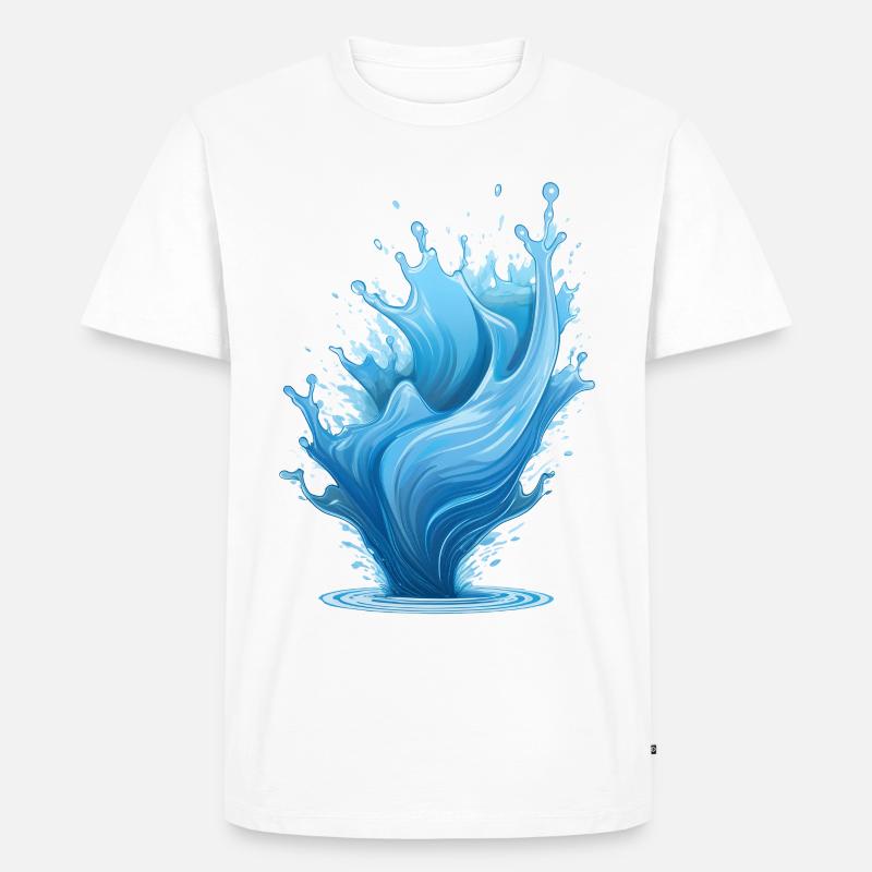 Blauer Wasser Spritzer - Männer Premium Bio T-Shirt - Weiß