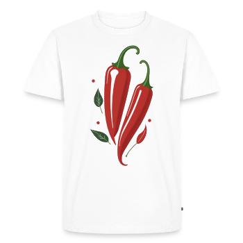 Piment rouge piquant - T-shirt Premium bio Homme - blanc - Devant - Nico (187cm)