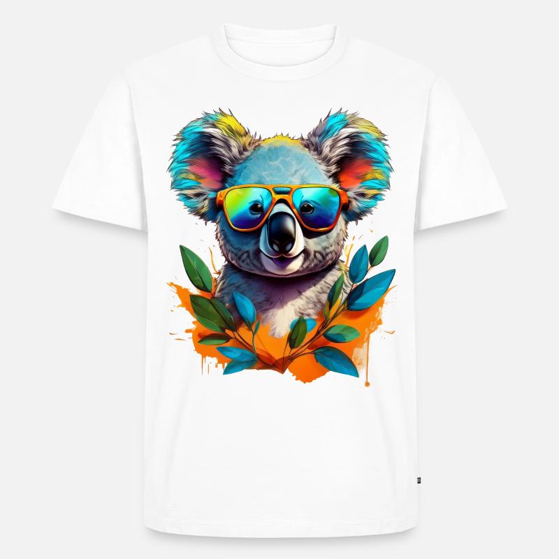 Cooler Koala mit Sonnenbrille - Männer Premium Bio T-Shirt - Weiß