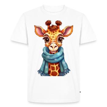 Giraffe with scarf in winter - Men's Premium Organic T-Shirt - white - Front - Nico (187cm)