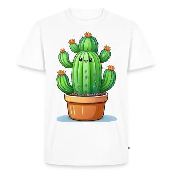 Cactus dans un pot de fleurs - T-shirt Premium bio Homme - blanc - Devant - Nico (187cm)
