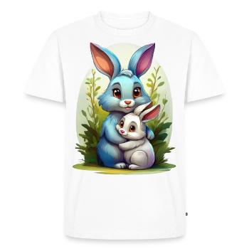 Illustration de lapins mignons pour la fête des mères - T-shirt Premium bio Homme - blanc - Devant - Nico (187cm)