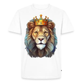 Lion avec couronne - T-shirt Premium bio Homme - blanc - Devant - Nico (187cm)