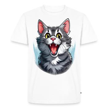 A cat full of enthusiasm - Men's Premium Organic T-Shirt - white - Front - Nico (187cm)