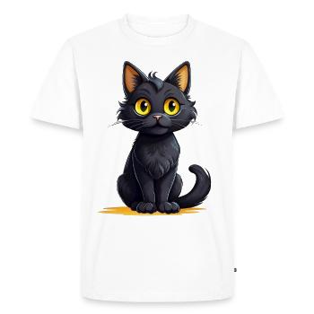 Black cat with yellow eyes - Men's Premium Organic T-Shirt - white - Front - Nico (187cm)