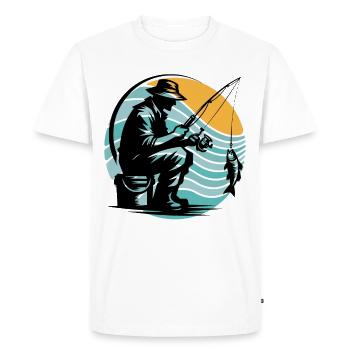 Pêche à la ligne - T-shirt Premium bio Homme - blanc - Devant - Nico (187cm)