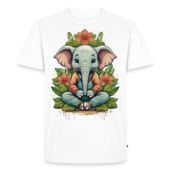 Un éléphant faisant du yoga - T-shirt Premium bio Homme - blanc - Devant - Nico (187cm)