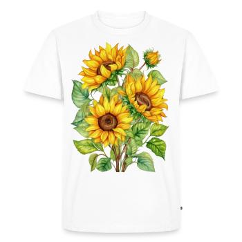 Sonnenblumen Aquarell Illustration - Männer Premium Bio T-Shirt - Weiß - Vorne - Nico (187cm)