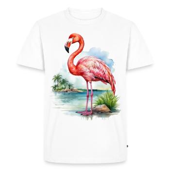 Flamingo Watercolor Illustration - Men's Premium Organic T-Shirt - white - Front - Nico (187cm)