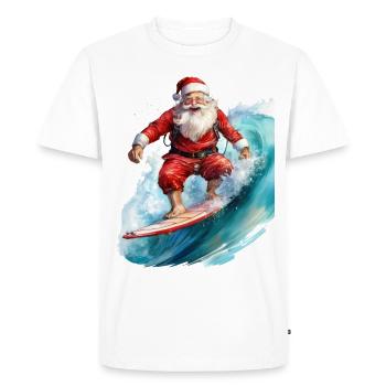 Le Père Noël sur une planche de surf - T-shirt Premium bio Homme - blanc - Devant - Nico (187cm)