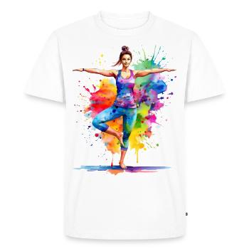 Un exercice de yoga pour l’équilibre - T-shirt Premium bio Homme - blanc - Devant - Nico (187cm)
