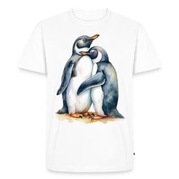 Penguins snuggling up to each other - Men's Premium Organic T-Shirt - white - Front - Nico (187cm)