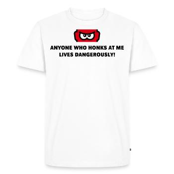 Quiconque me klaxonne vit dangereusement ! (POS 3C) - T-shirt Premium bio Homme - blanc - Devant - Nico (187cm)