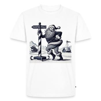 Drôle Père Noël Pole Dance Noël - T-shirt Premium bio Homme - blanc - Devant - Nico (187cm)