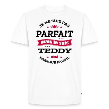 TEDDY PARFAIT - PRENOM TEDDY - T-shirt Premium bio Homme - blanc - Devant - Nico (187cm)