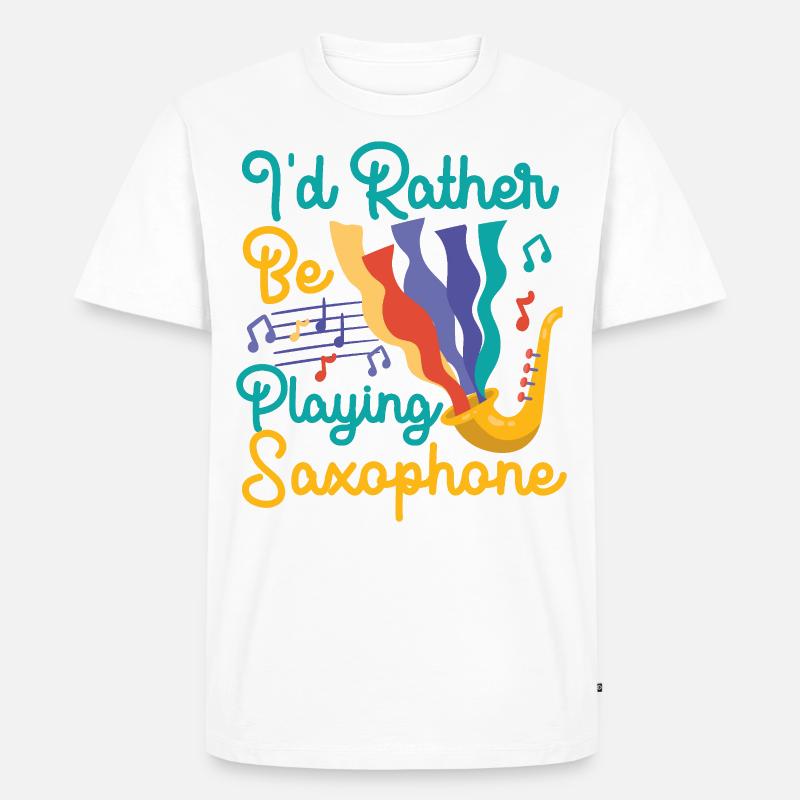 Saxophone I'd Rather Be Playing - Männer Premium Bio T-Shirt - Weiß