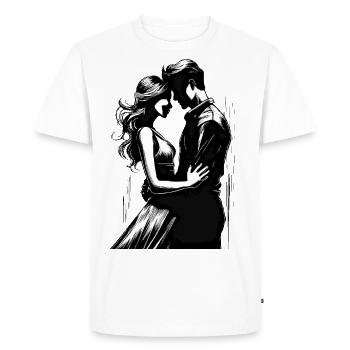 Silhouette d’un couple le jour de la Saint-Valentin - T-shirt Premium bio Homme - blanc - Devant - Nico (187cm)