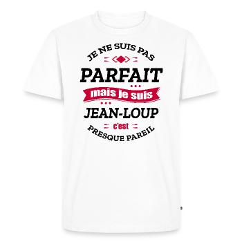 JEAN-LOUP PARFAIT - PRENOM JEAN-LOUP - T-shirt Premium bio Homme - blanc - Devant - Nico (187cm)