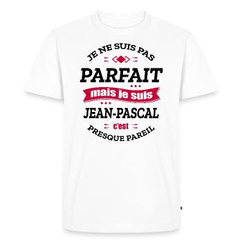 JEAN-PASCAL PARFAIT - PRENOM JEAN-PASCAL - T-shirt Premium bio Homme - blanc - Devant - Nico (187cm)