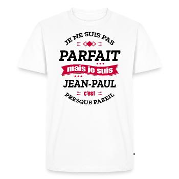 JEAN-PAUL PARFAIT - PRENOM JEAN-PAUL - T-shirt Premium bio Homme - blanc - Devant - Nico (187cm)