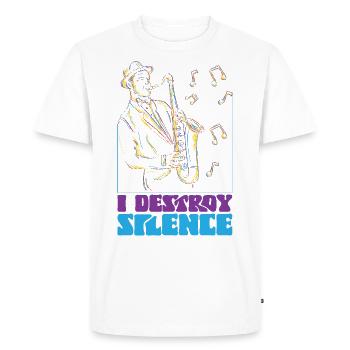 Saxophones I Destroy Silence - T-shirt Premium bio Homme - blanc - Devant - Nico (187cm)