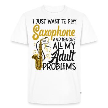 Saxophones que je veux juste jouer - T-shirt Premium bio Homme - blanc - Devant - Nico (187cm)