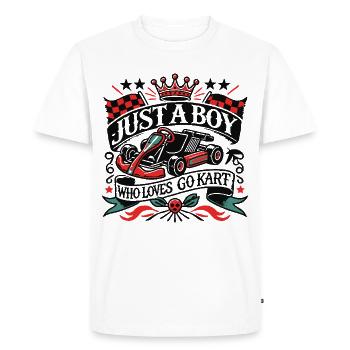 Un garçon qui aime le kart style rétro - T-shirt Premium bio Homme - blanc - Devant - Nico (187cm)