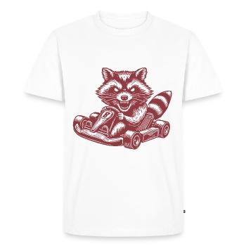 Racer raccoon on go-kart retro style - Men's Premium Organic T-Shirt - white - Front - Nico (187cm)